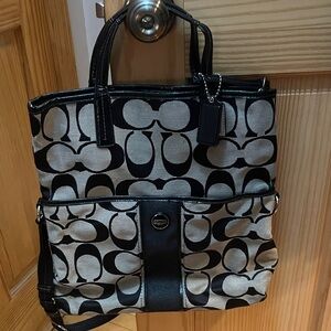 Coach Black and Cream Patterned Tote